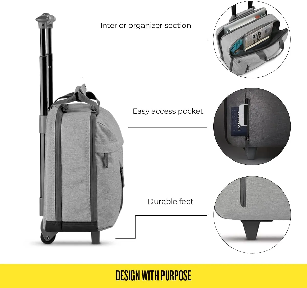 Solo New York Underseat Rolling Catalog Case - Roller Laptop Bag with Wheels, Wheeled Briefcase for Women & Men, Carry On Size for Travel, Fits 15.6" Computer - Re:Start, Gray