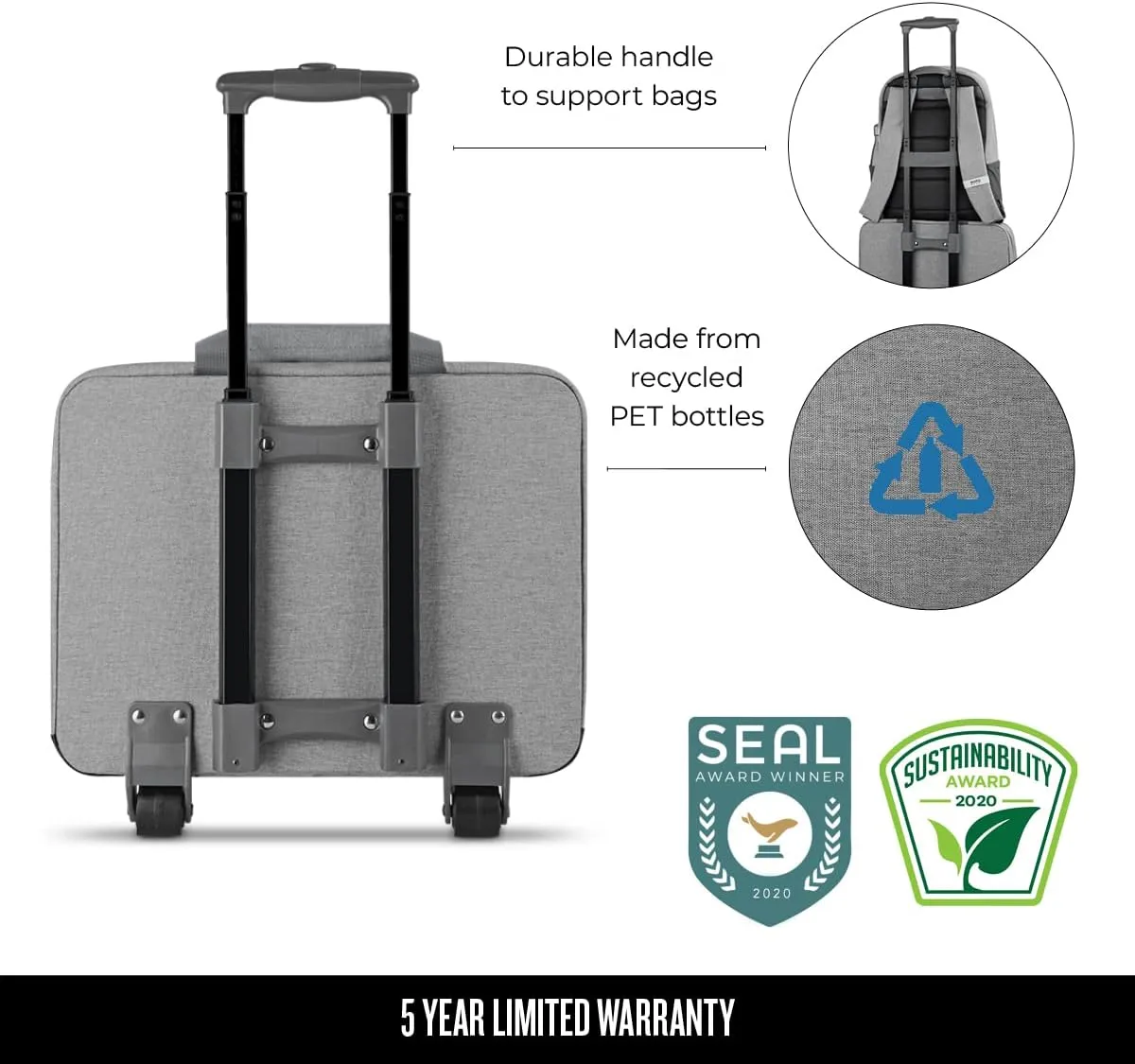 Solo New York Underseat Rolling Catalog Case - Roller Laptop Bag with Wheels, Wheeled Briefcase for Women & Men, Carry On Size for Travel, Fits 15.6" Computer - Re:Start, Gray