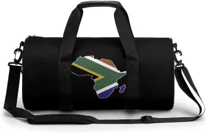 South Africa Flag Africa Map Sports Gym Bag Portable Duffel Bag Travel Workout Bag with Adjustable Strap for Men Women