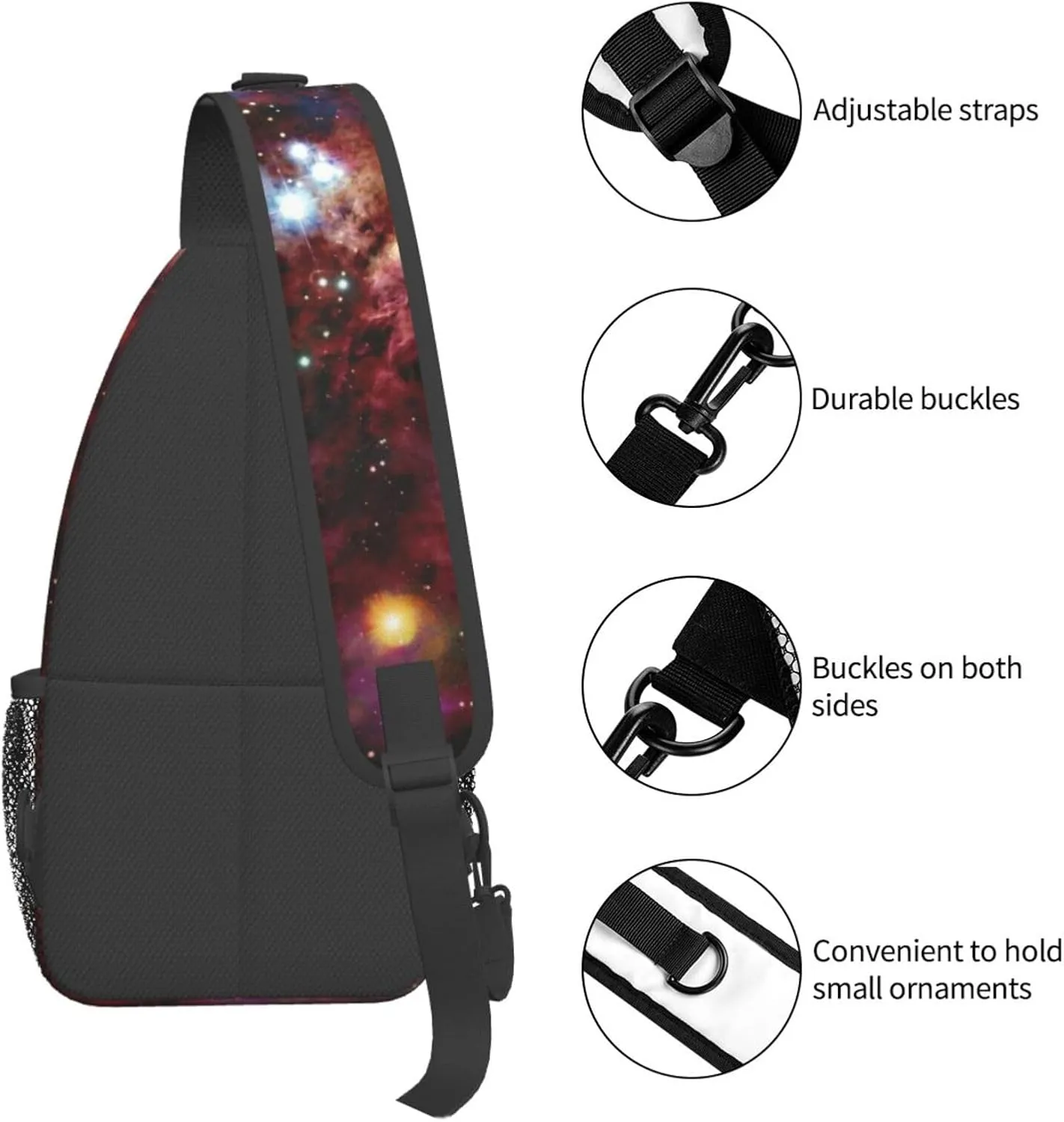 Space With Cluster Unisex Casual Diagonal Chest Bag,Multipurpose Crossbody Shoulder Bag Travel Hiking Daypack