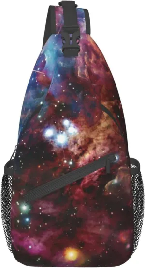 Space With Cluster Unisex Casual Diagonal Chest Bag,Multipurpose Crossbody Shoulder Bag Travel Hiking Daypack