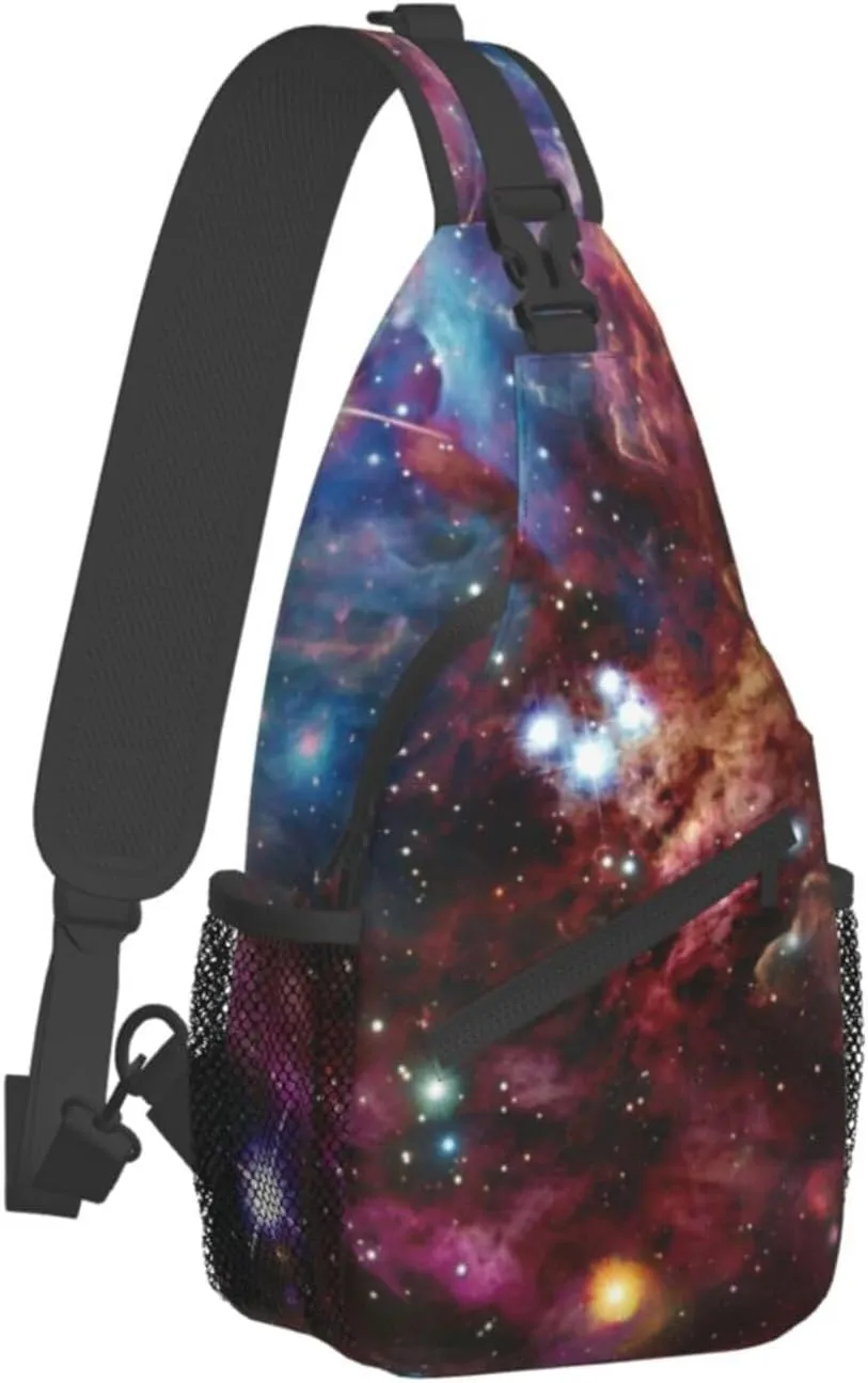 Space With Cluster Unisex Casual Diagonal Chest Bag,Multipurpose Crossbody Shoulder Bag Travel Hiking Daypack