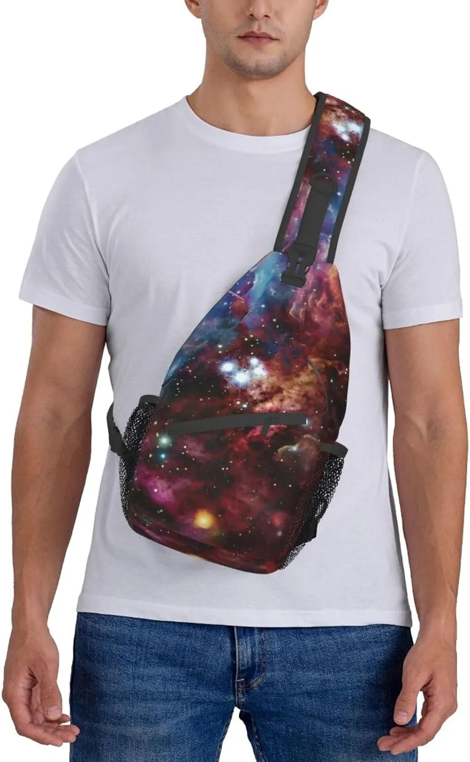 Space With Cluster Unisex Casual Diagonal Chest Bag,Multipurpose Crossbody Shoulder Bag Travel Hiking Daypack