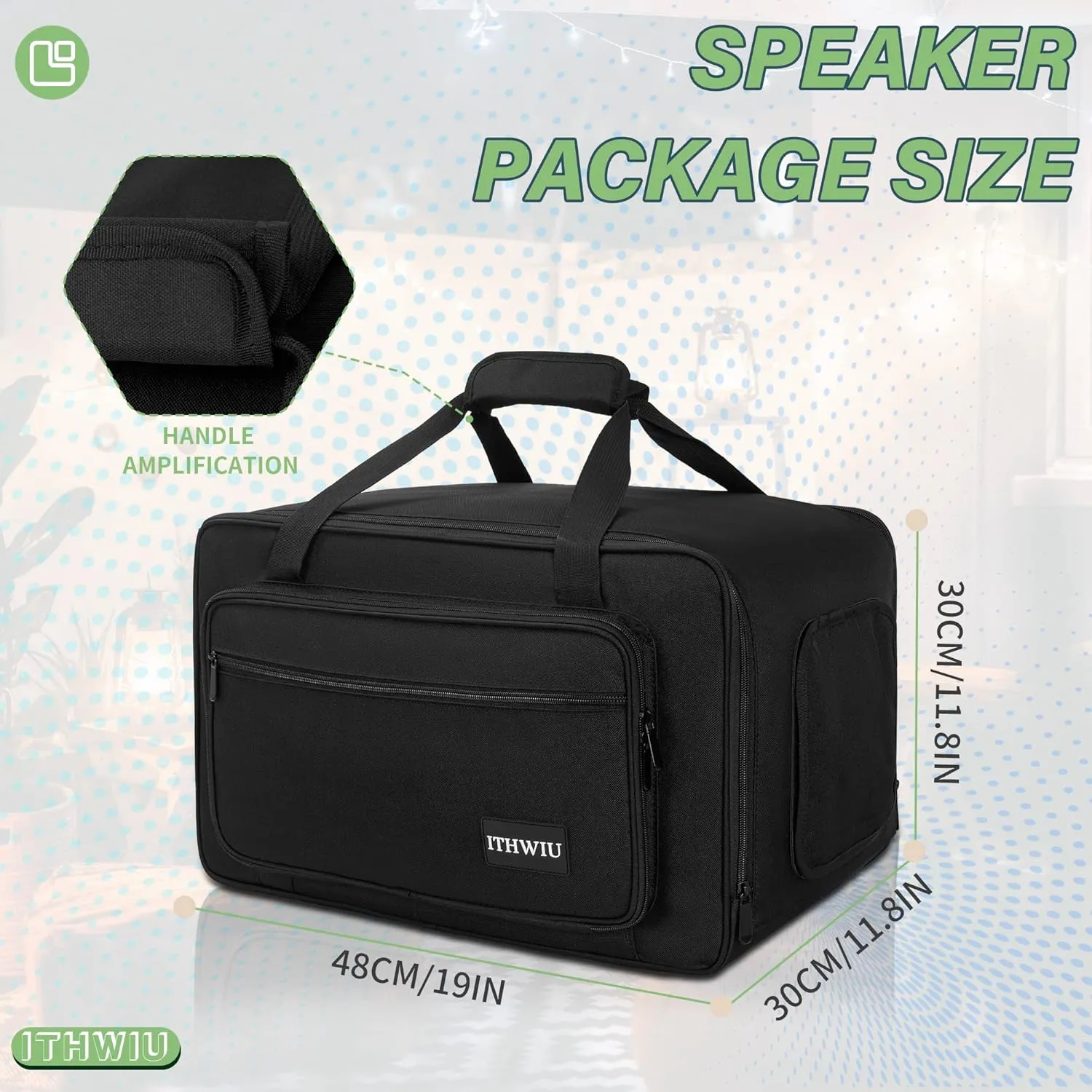 Speaker Carrying Bag with Thickened Sponge for Compact 8" Speaker Cabinets; Heavy-Duty Fits QSC K8, Yamaha DXR8 and more (IT-TOTE8), Black