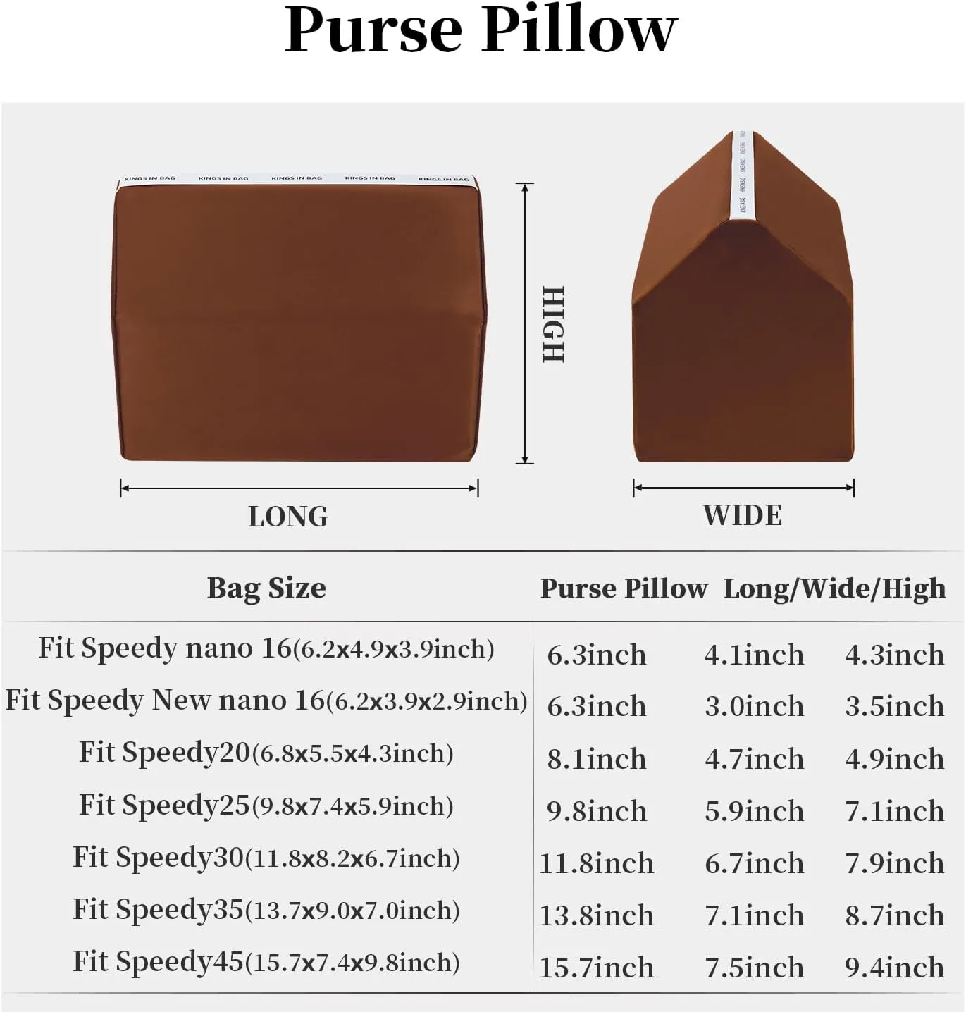Speedy 25 Bag Pillow, Purse Shaper Insert Compatible with LV Speedy Bag, Handbag Filler with Soft Silk Surface and Memory Foam Inner without Overfull, Moisture-Proof (Gold, Speedy25)