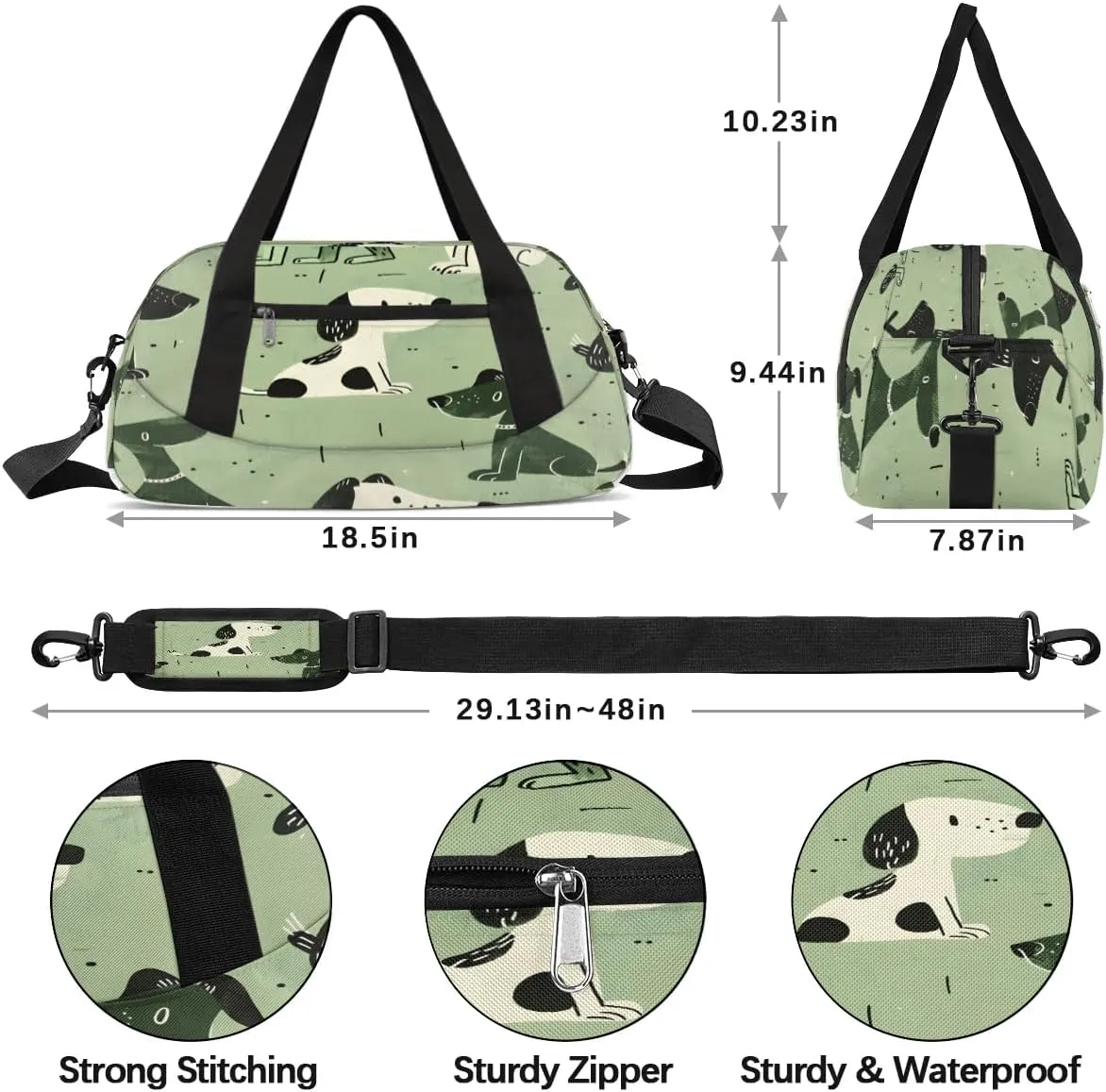 Sport Duffel Bag Cartoon Dogs Kids Gym Bag Weekender Overnight Bags for Boys Girls Teens Carry On Workout Travel Bag