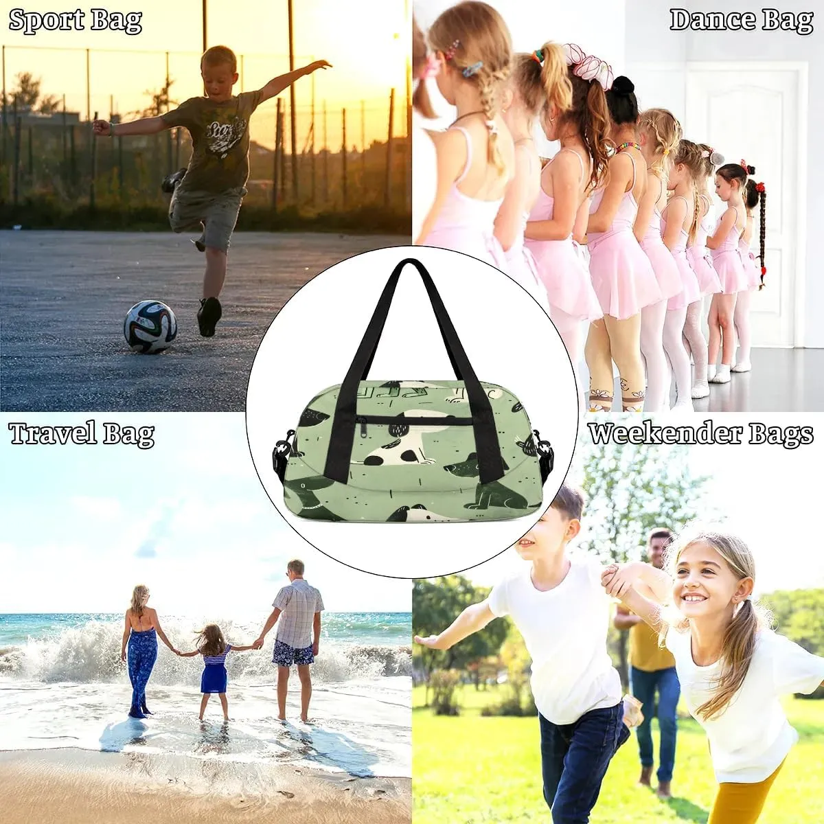 Sport Duffel Bag Cartoon Dogs Kids Gym Bag Weekender Overnight Bags for Boys Girls Teens Carry On Workout Travel Bag