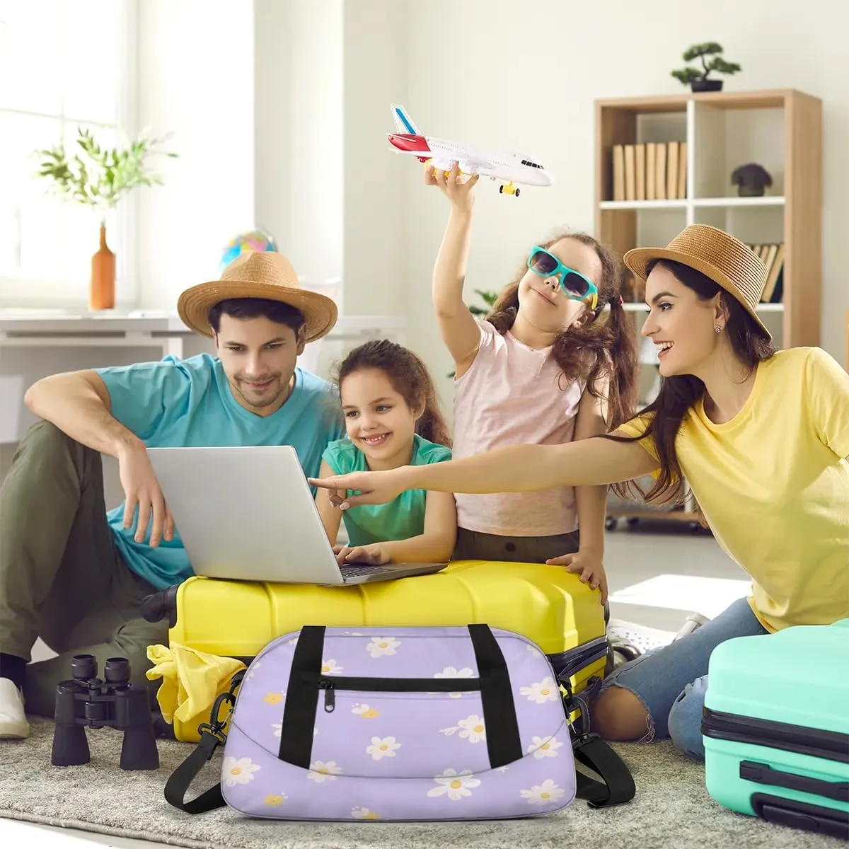 Sport Duffel Bag Cute Daisy Kids Gym Bag Weekender Overnight Bags for Boys Girls Teens Carry On Workout Travel Bag