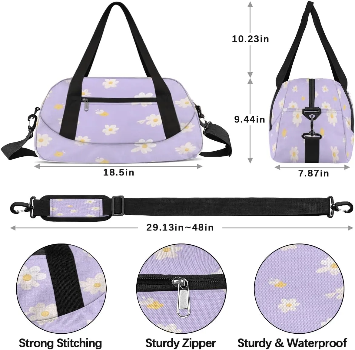 Sport Duffel Bag Cute Daisy Kids Gym Bag Weekender Overnight Bags for Boys Girls Teens Carry On Workout Travel Bag