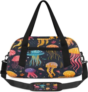 Sport Duffel Bag Cute Jellyfish Kids Gym Bag Weekender Overnight Bags for Boys Girls Teens Carry On Workout Travel Bag