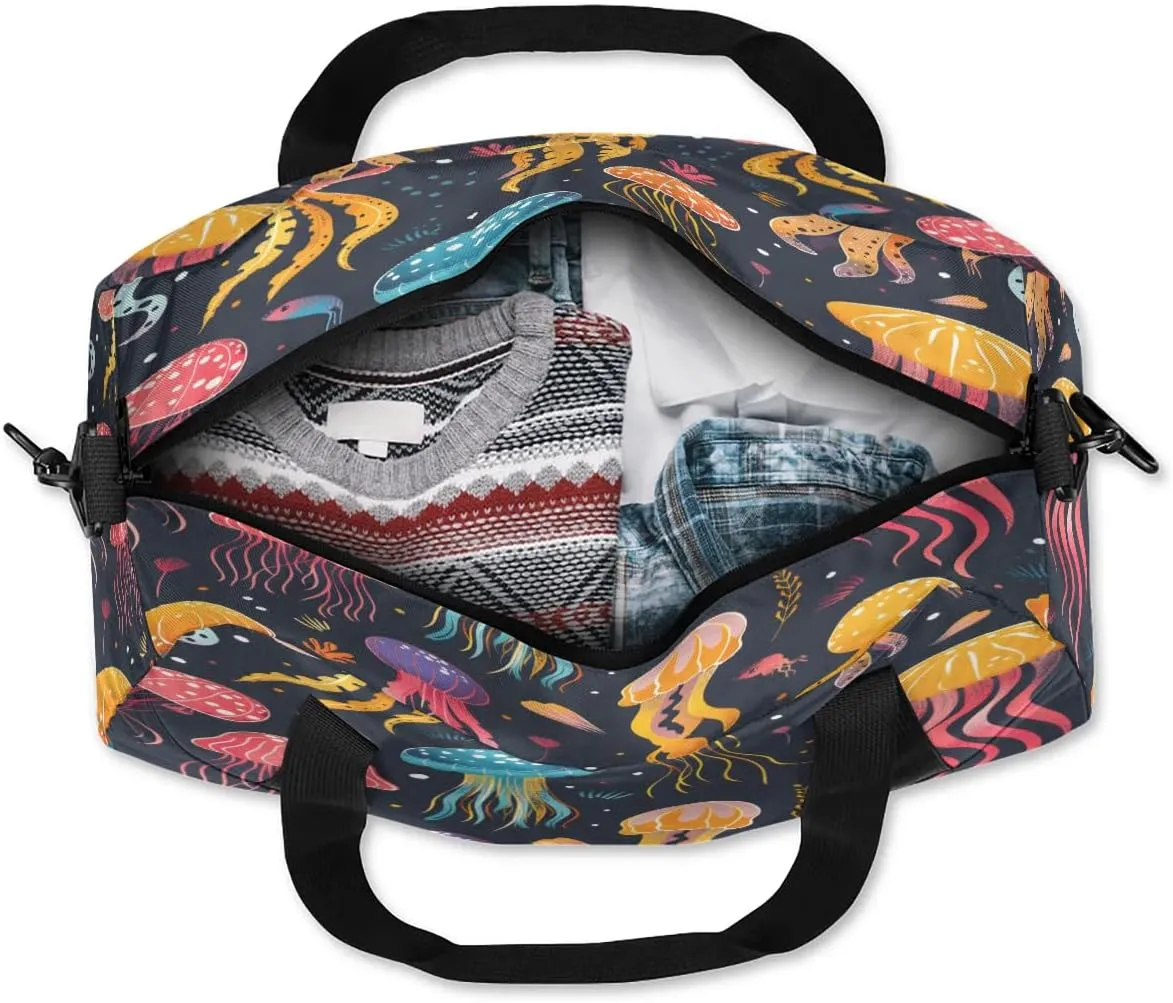 Sport Duffel Bag Cute Jellyfish Kids Gym Bag Weekender Overnight Bags for Boys Girls Teens Carry On Workout Travel Bag
