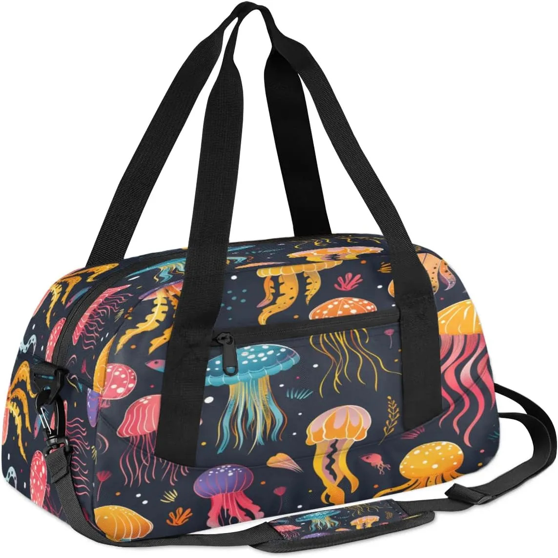 Sport Duffel Bag Cute Jellyfish Kids Gym Bag Weekender Overnight Bags for Boys Girls Teens Carry On Workout Travel Bag