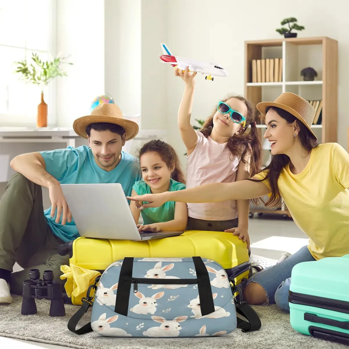 Sport Duffel Bag Cute Rabbits Kids Gym Bag Weekender Overnight Bags for Boys Girls Teens Carry On Workout Travel Bag