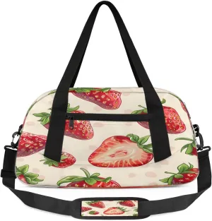 Sport Duffel Bag Sweet Strawberries Kids Gym Bag Weekender Overnight Bags for Boys Girls Teens Carry On Workout Travel Bag