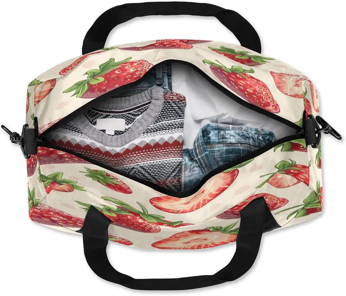 Sport Duffel Bag Sweet Strawberries Kids Gym Bag Weekender Overnight Bags for Boys Girls Teens Carry On Workout Travel Bag