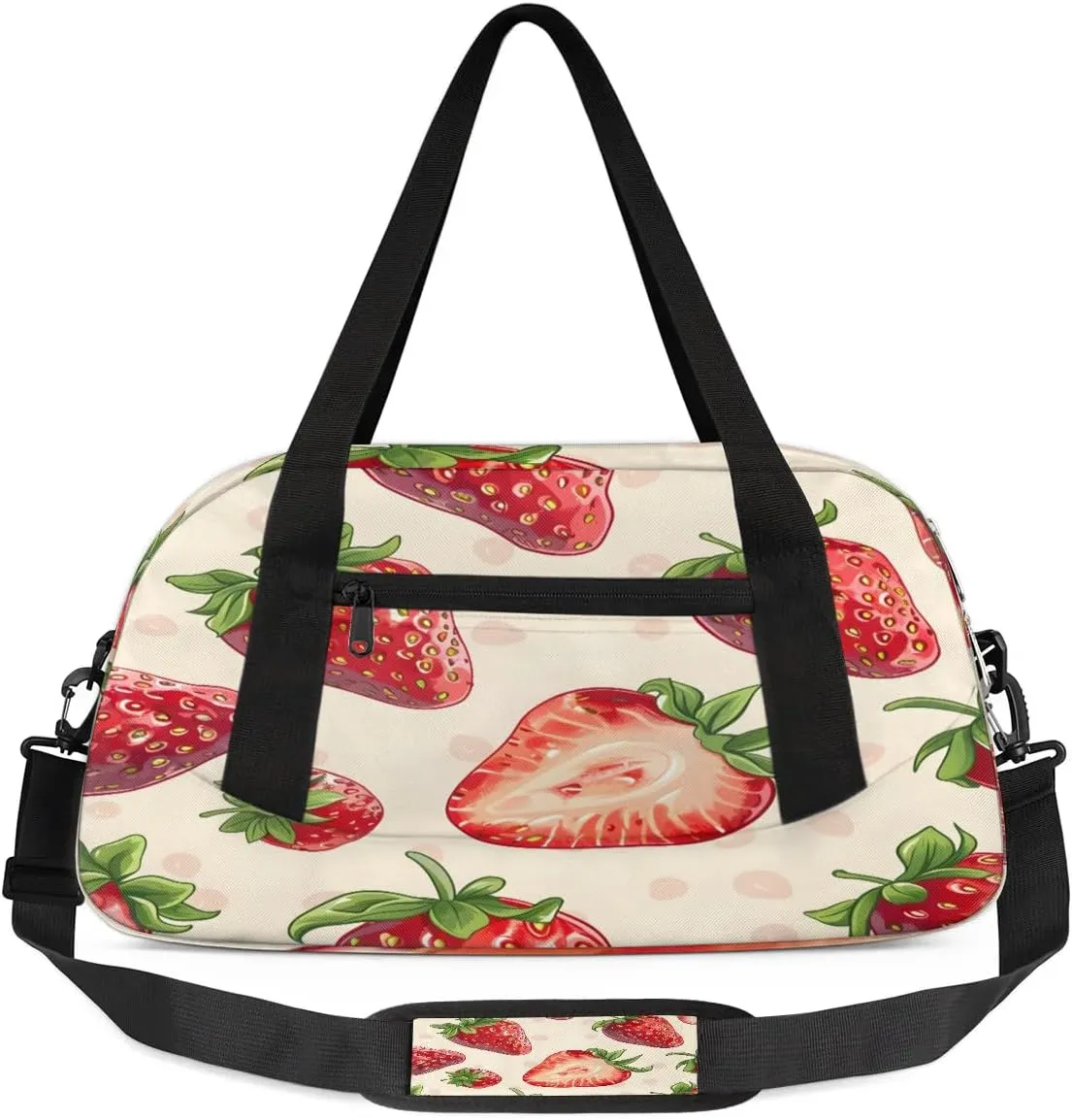 Sport Duffel Bag Sweet Strawberries Kids Gym Bag Weekender Overnight Bags for Boys Girls Teens Carry On Workout Travel Bag
