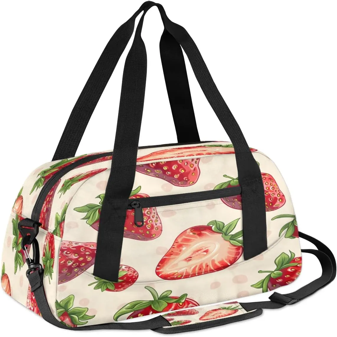Sport Duffel Bag Sweet Strawberries Kids Gym Bag Weekender Overnight Bags for Boys Girls Teens Carry On Workout Travel Bag