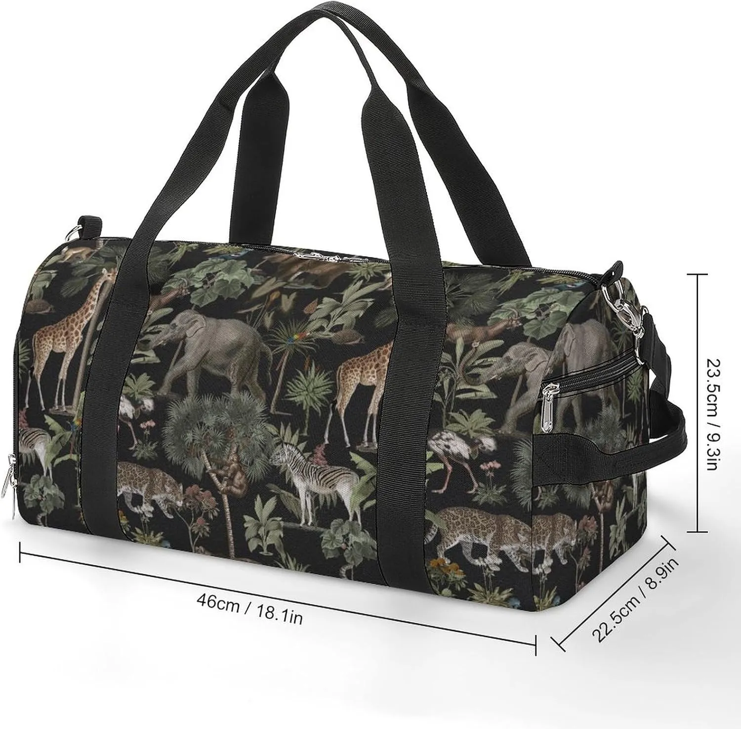 Sport Gym Duffel with Shoe Compartment Wet Pocket, Jungle-pattern Shoulder Travel Bag for Women Men, style-4
