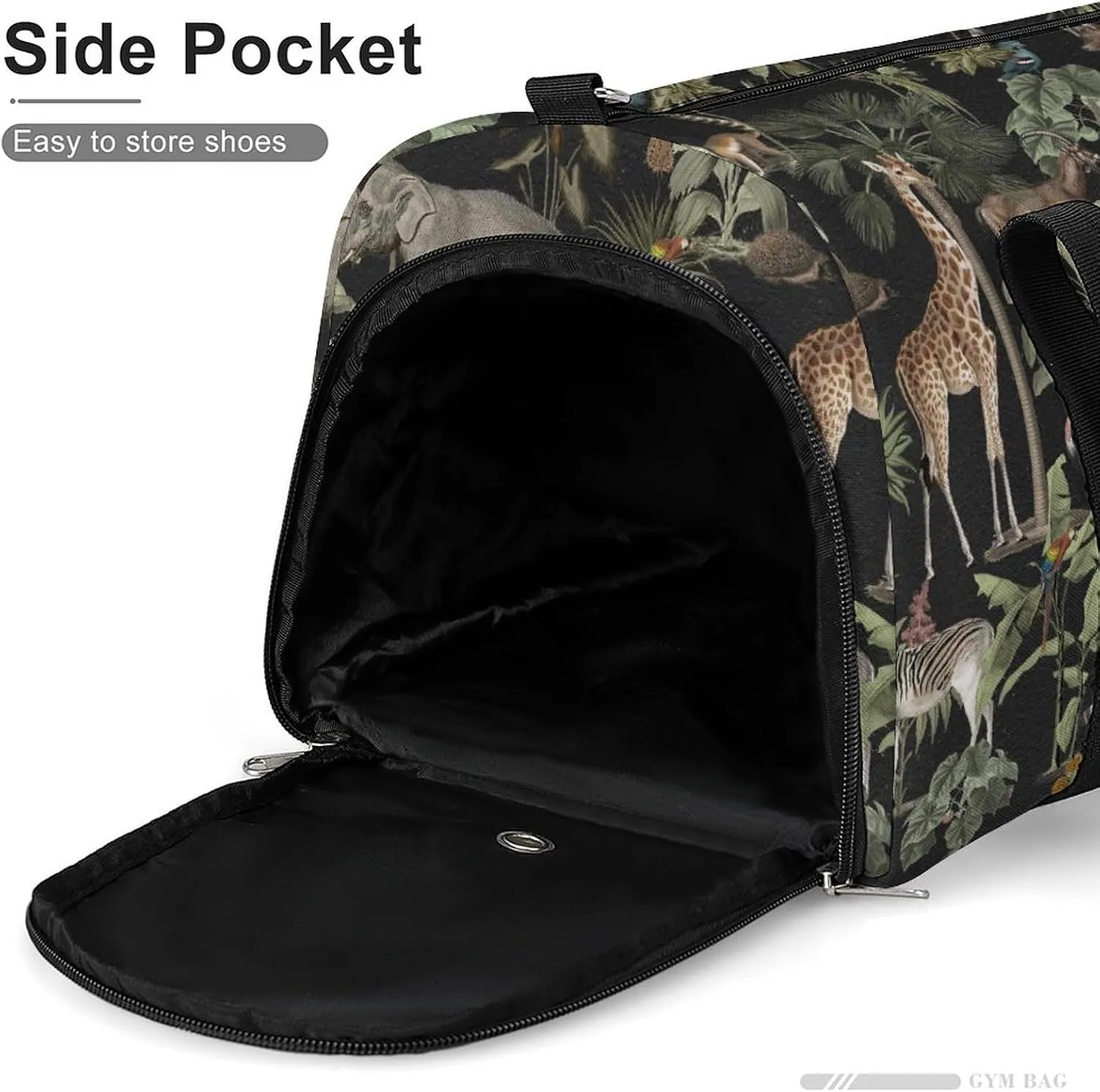 Sport Gym Duffel with Shoe Compartment Wet Pocket, Jungle-pattern Shoulder Travel Bag for Women Men, style-4