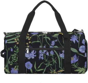 Sport Gym Duffel with Shoe Compartment Wet Pocket, Plants-wildflowers-print Shoulder Travel Bag for Women Men