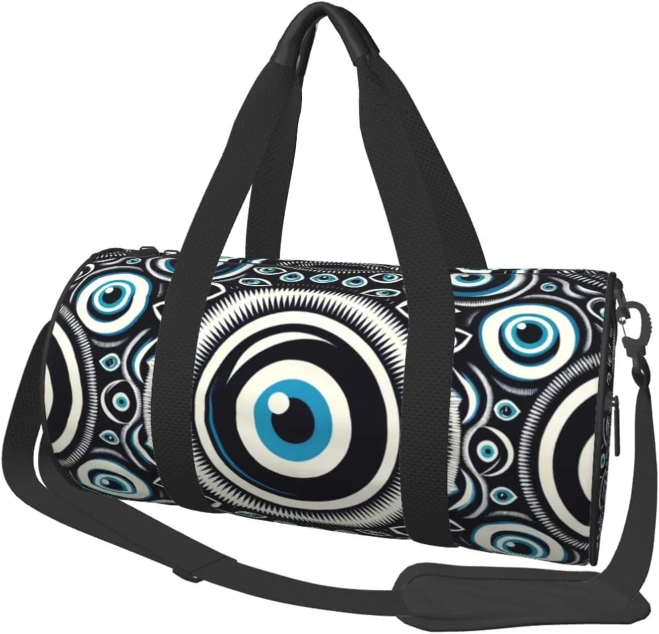 Sports Duffel Bag Blue-Greek-Bead-Evil-Eye Foldable Travel Tote Bag Weekender Sleepover Carry On Bag