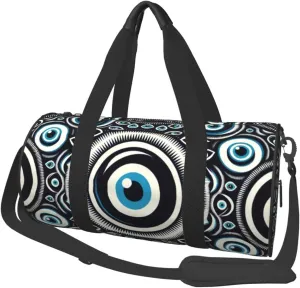 Sports Duffel Bag Blue-Greek-Bead-Evil-Eye Foldable Travel Tote Bag Weekender Sleepover Carry On Bag
