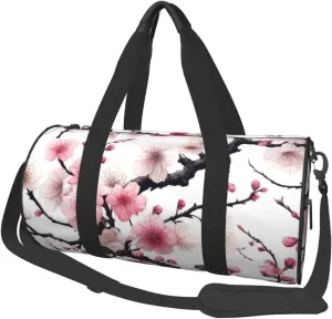 Sports Duffel Bag Cherry-Blossom Foldable Travel Tote Bag Weekender Sleepover Carry On Bag