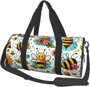 Sports Duffel Bag Delightful-Bee-Honey Foldable Travel Tote Bag Weekender Sleepover Carry On Bag