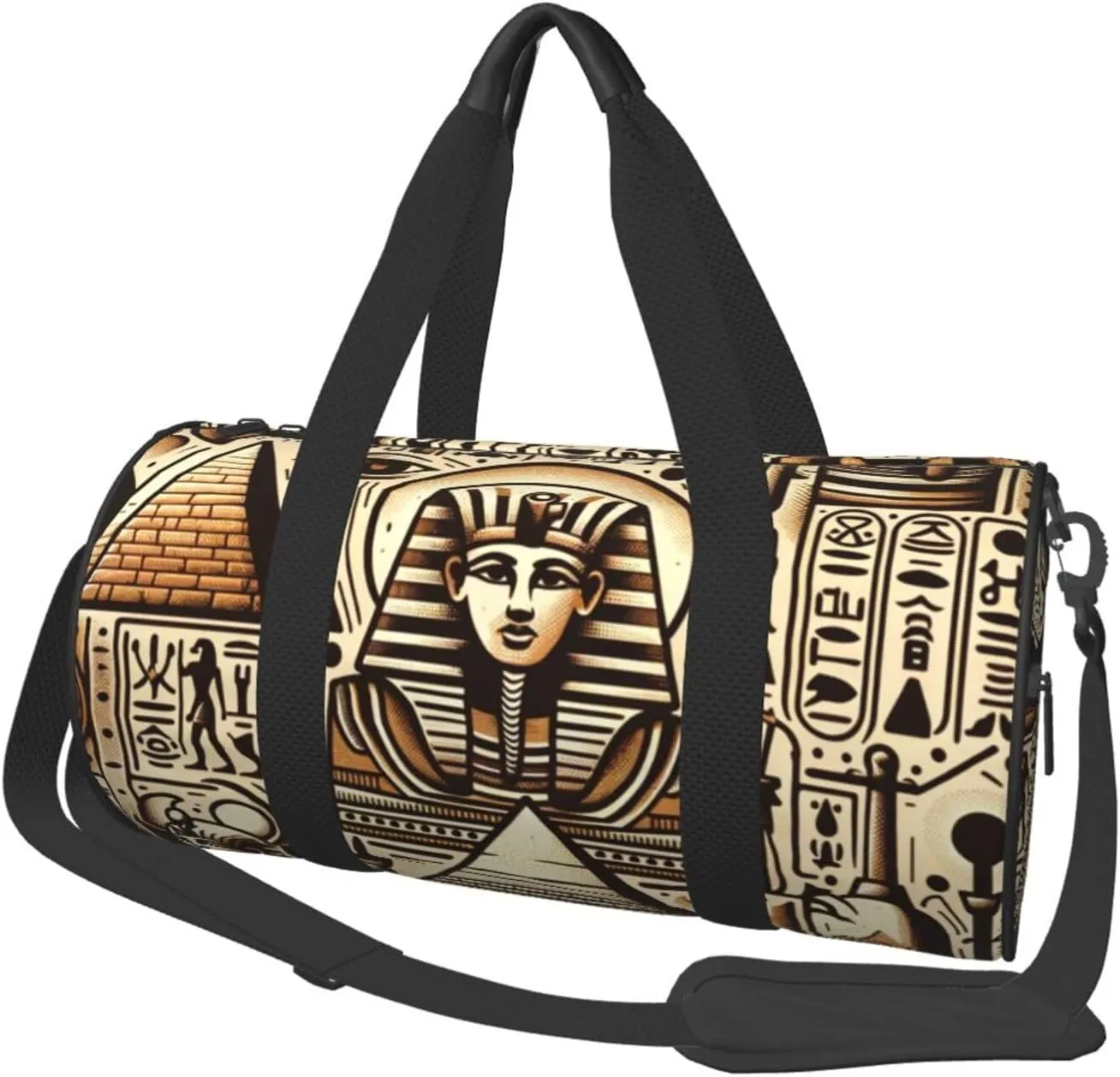 Sports Duffel Bag Egypt-Hieroglyphs-Pharaoh-Vintage Foldable Travel Tote Bag Weekender Sleepover Carry On Bag