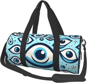 Sports Duffel Bag Greece-Bead-Blue-Eye Foldable Travel Tote Bag Weekender Sleepover Carry On Bag