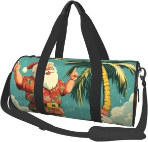 Sports Duffel Bag Hawaii-Santa-Snowman-Christmas Foldable Travel Tote Bag Weekender Sleepover Carry On Bag