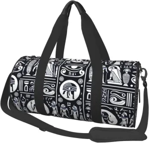 Sports Duffel Bag Hieroglyphics-All-See-Eye-Egypt Foldable Travel Tote Bag Weekender Sleepover Carry On Bag