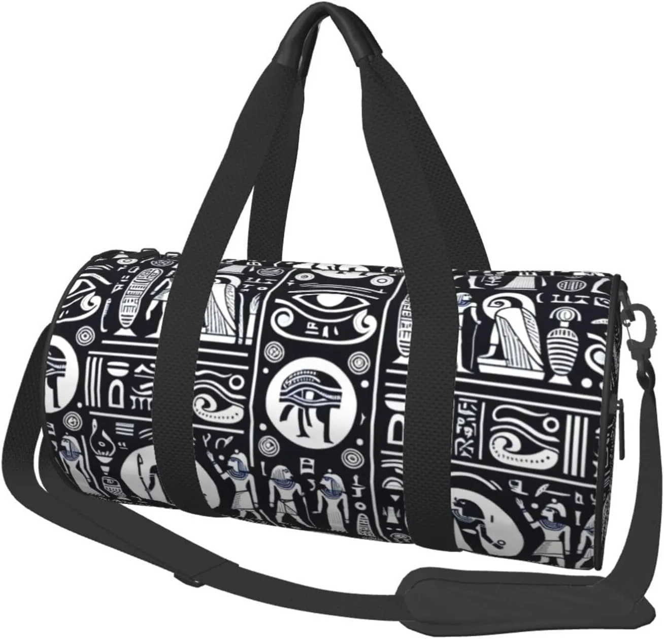 Sports Duffel Bag Hieroglyphics-All-See-Eye-Egypt Foldable Travel Tote Bag Weekender Sleepover Carry On Bag