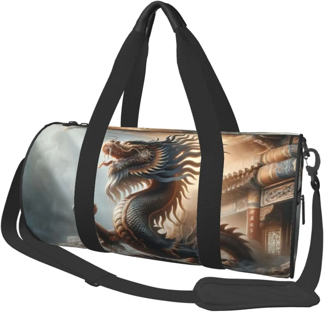 Sports Duffel Bag Powerful-Mystical-Dragon Foldable Travel Tote Bag Weekender Sleepover Carry On Bag