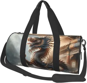 Sports Duffel Bag Powerful-Mystical-Dragon Foldable Travel Tote Bag Weekender Sleepover Carry On Bag