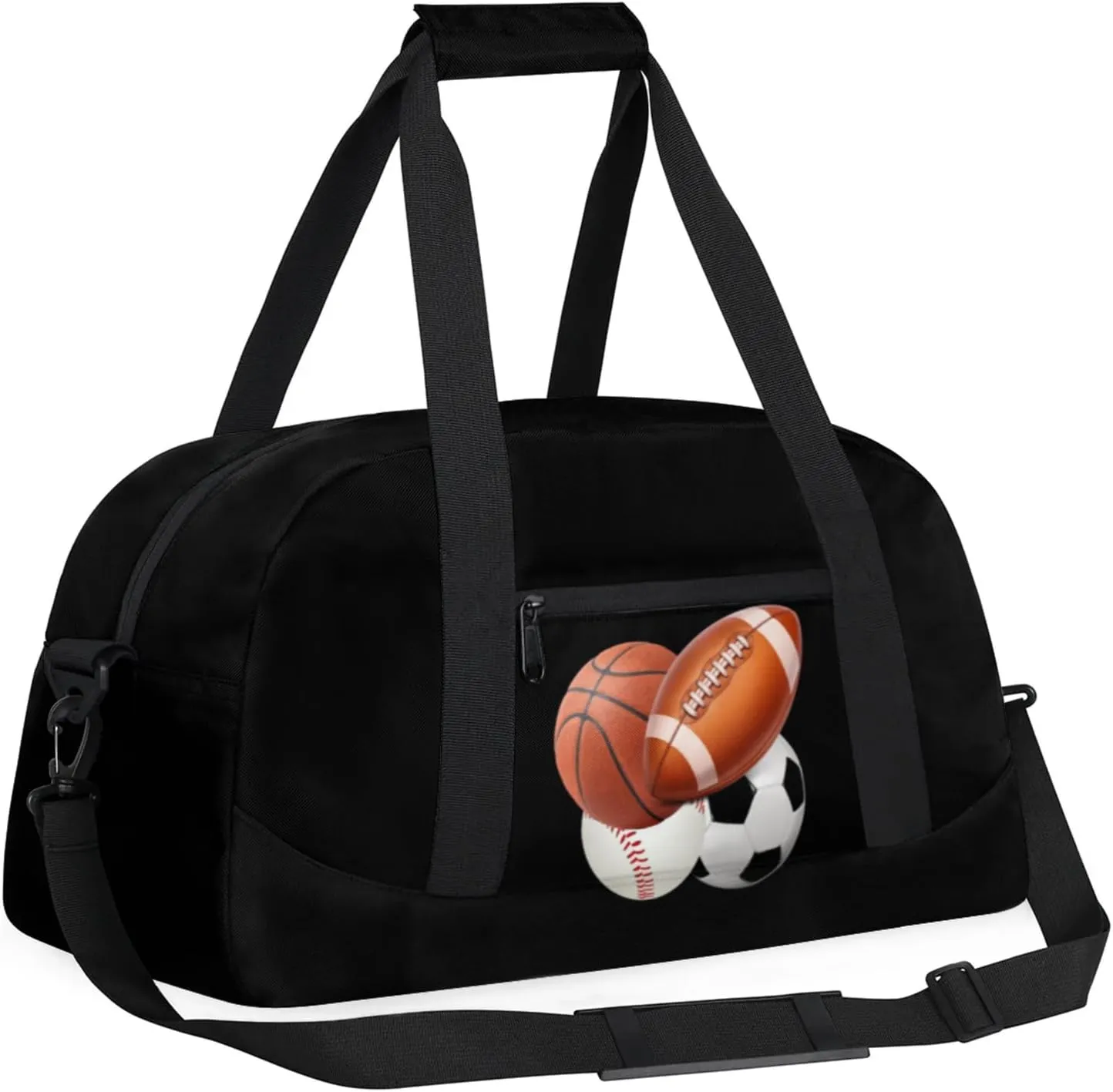 Sports Football Basketball Baseball Soccer Duffel Bag Boys, Gymnastics Sport Gym Training Duffel Sportsman Bag Men, Solid Black Background