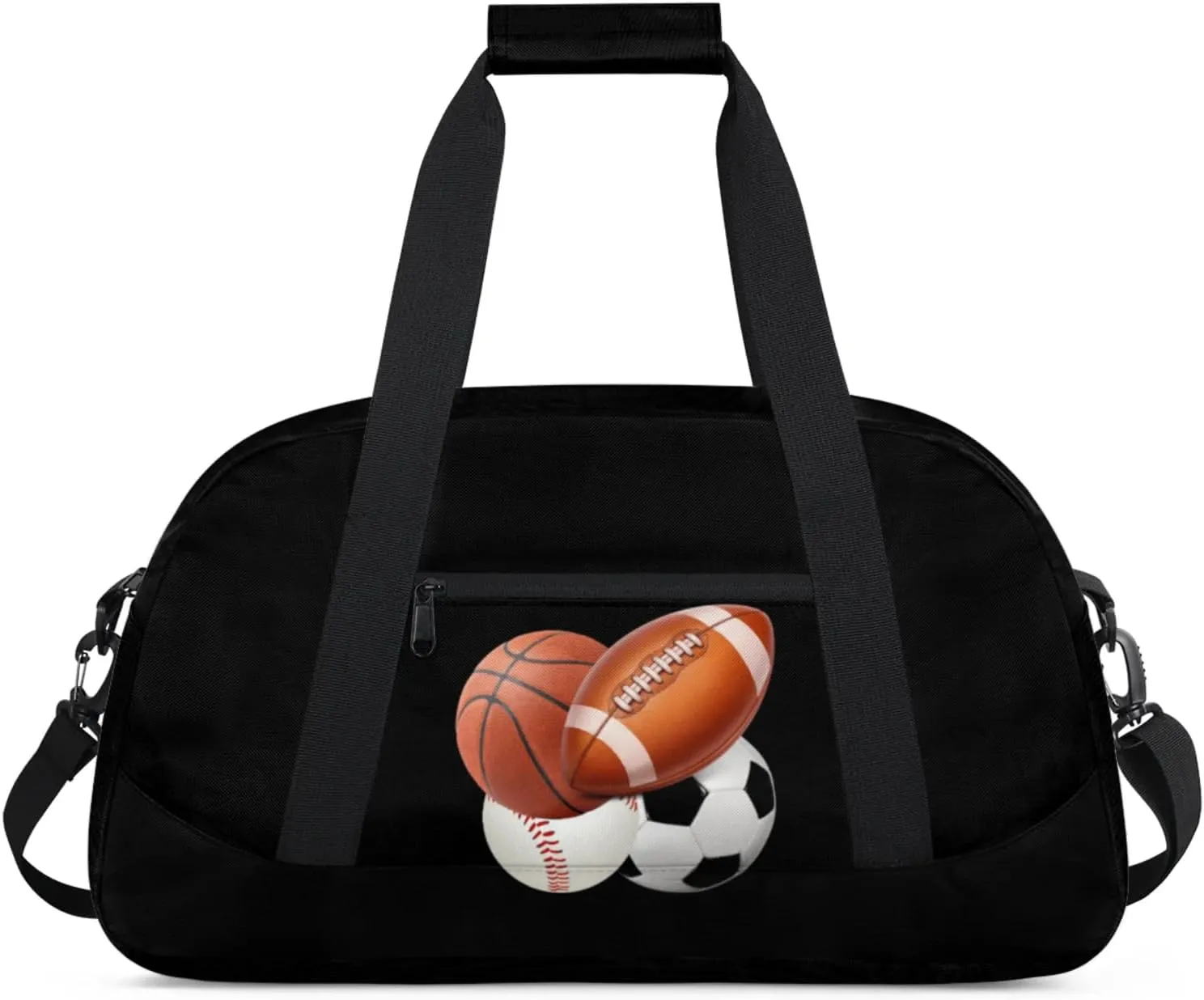 Sports Football Basketball Baseball Soccer Duffel Bag Boys, Gymnastics Sport Gym Training Duffel Sportsman Bag Men, Solid Black Background