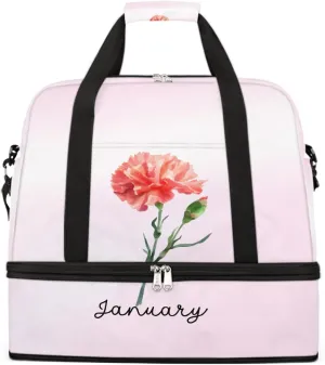 Sports Gym Bag Flower Floral ，47 Large Travel Duffel Bag With Shoe Compartment Foldable Waterproof Carry-On Weekend Travel Bags for Camping Overnight Yoga Hospital Travel Bags