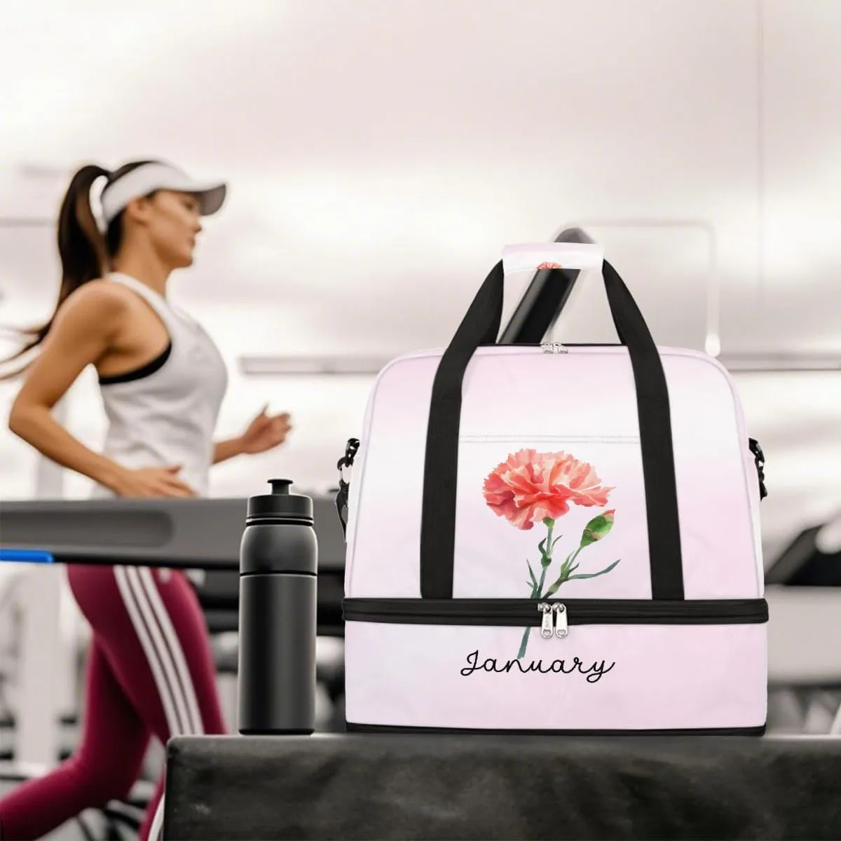 Sports Gym Bag Flower Floral ，47 Large Travel Duffel Bag With Shoe Compartment Foldable Waterproof Carry-On Weekend Travel Bags for Camping Overnight Yoga Hospital Travel Bags