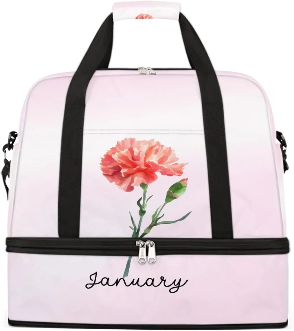 Sports Gym Bag Flower Floral ，47 Large Travel Duffel Bag With Shoe Compartment Foldable Waterproof Carry-On Weekend Travel Bags for Camping Overnight Yoga Hospital Travel Bags
