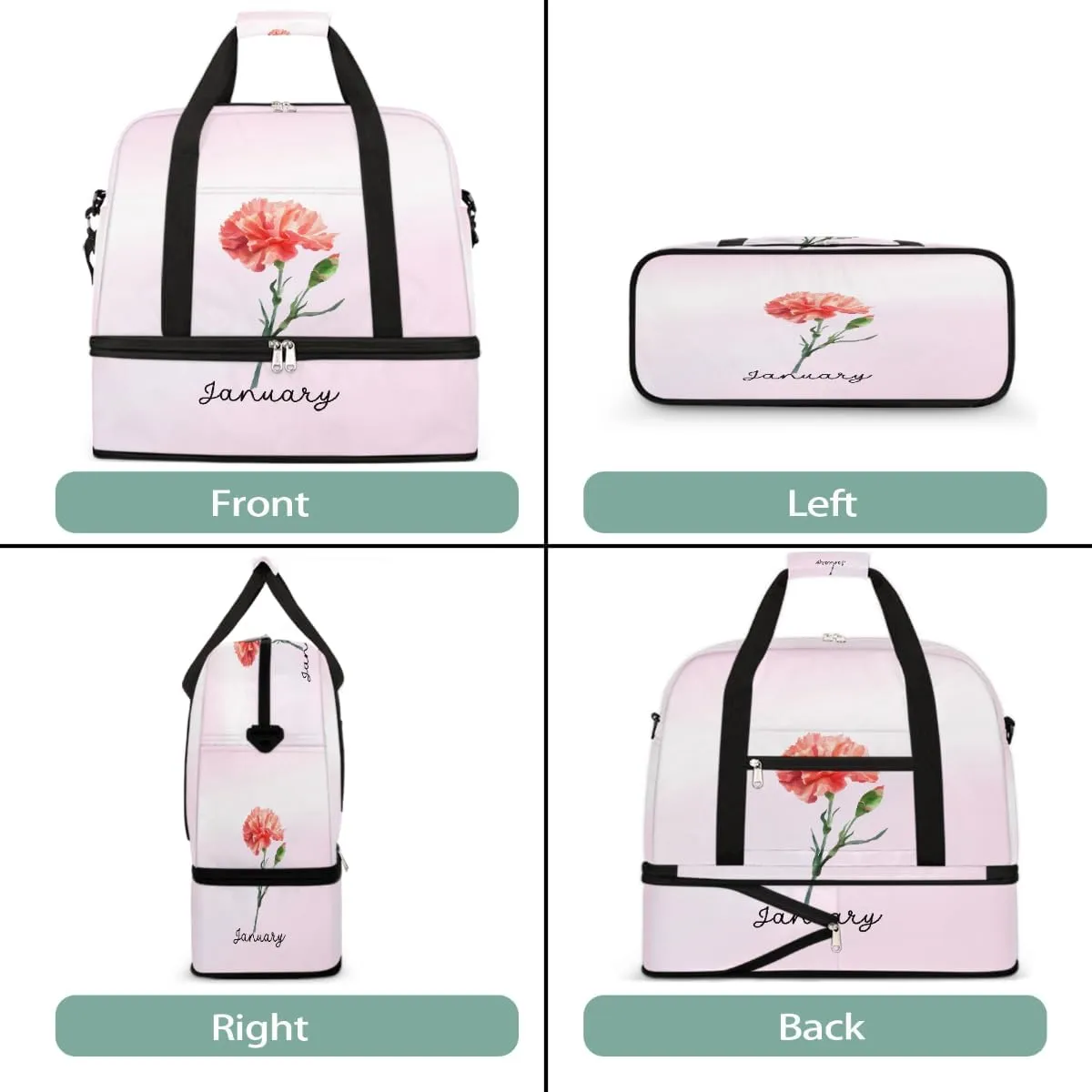 Sports Gym Bag Flower Floral ，47 Large Travel Duffel Bag With Shoe Compartment Foldable Waterproof Carry-On Weekend Travel Bags for Camping Overnight Yoga Hospital Travel Bags