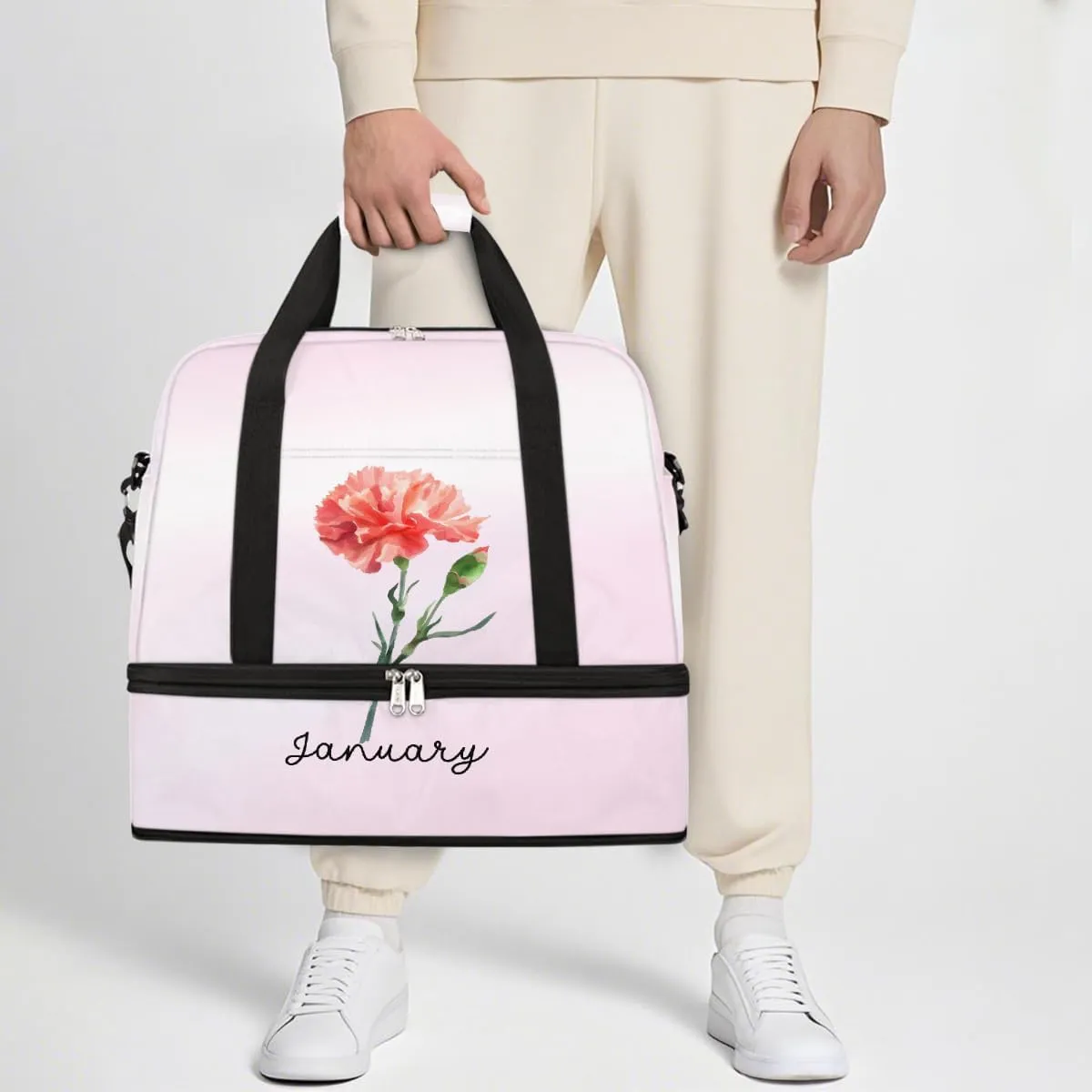Sports Gym Bag Flower Floral ，47 Large Travel Duffel Bag With Shoe Compartment Foldable Waterproof Carry-On Weekend Travel Bags for Camping Overnight Yoga Hospital Travel Bags