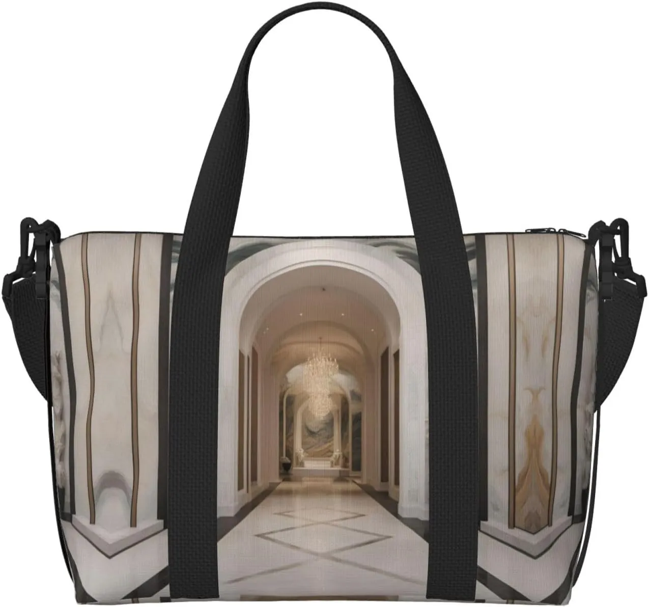SSIMOO Marble Mural Print Portable Travel Duffel Bag,Ideal For Business And Private Travel, Black
