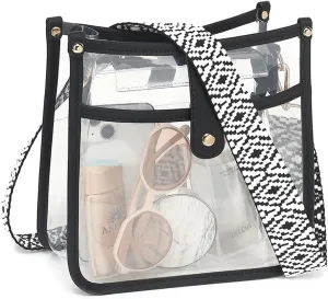 Stadium Clear Bag - Women's Crossbody Tote with Guitar Strap for Concerts