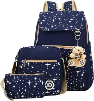 Star Print Girls Backpacks Set for School, School Bags Backpack Bookbags for Teens Girls, with Crossbody Bag, 3 Pieces