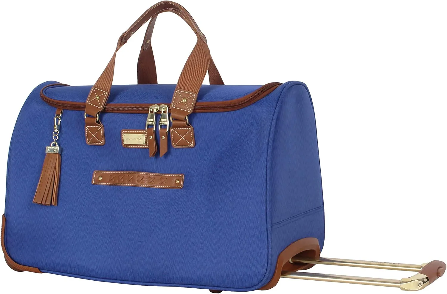 Steve Madden Designer Carry On Luggage Collection - Lightweight 20 Inch Duffel Bag- Weekender Overnight Business Travel Suitcase with 2- Rolling Spinner Wheels (Global Blue)