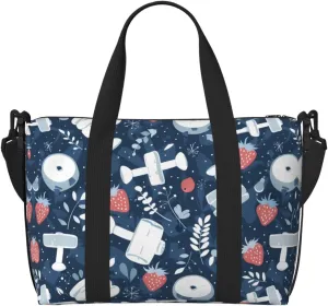 Strawberry Handbells Travel Duffel Bag Tote Carry On Luggage Bag Water Resistant Weekender Overnight Bags For Foldable
