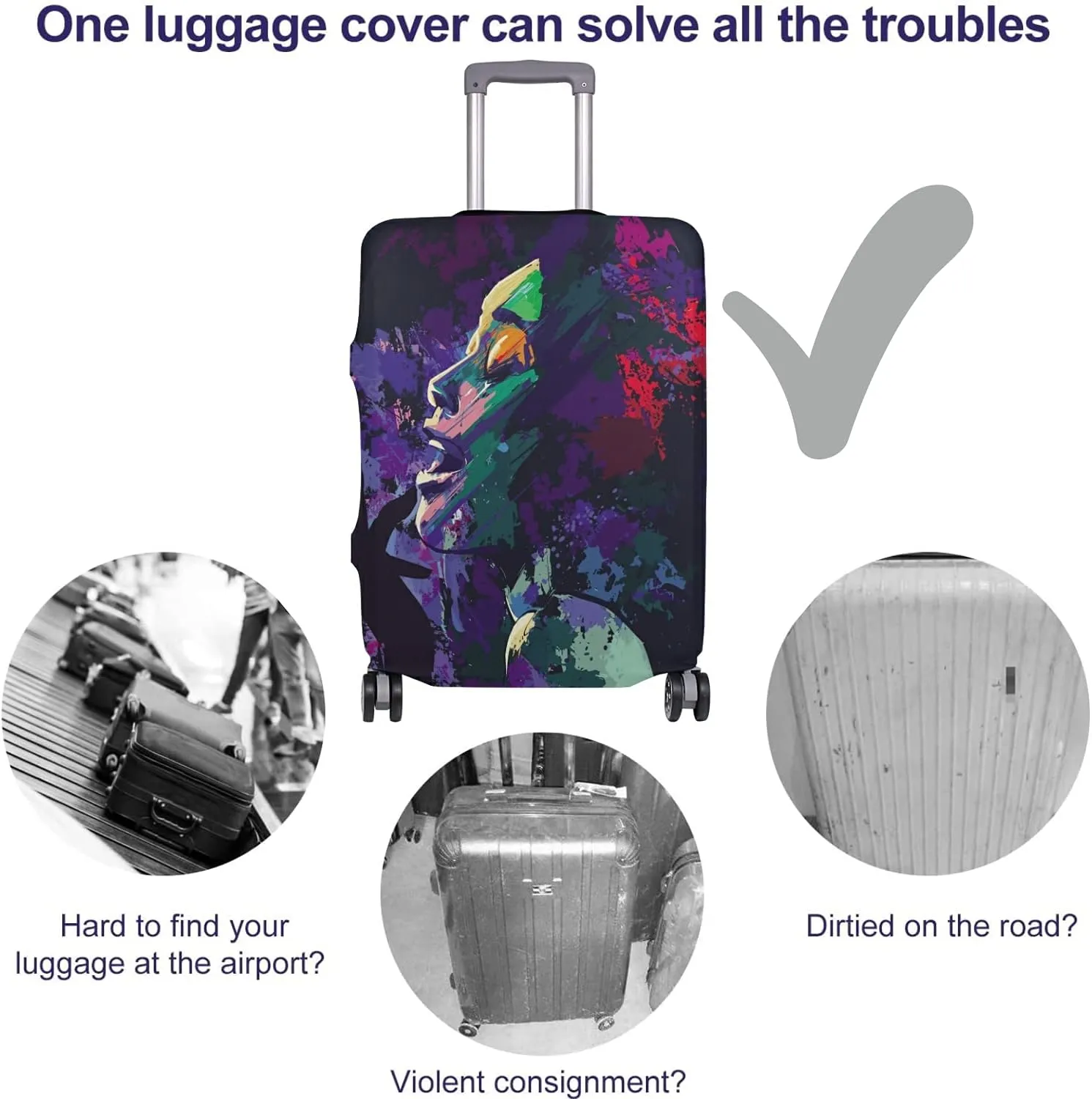 Suitcase Cover Protectors,28 Inch Luggage Cover for Wheeled Suitcase Travel Elastic Spandex Suitcase Protector