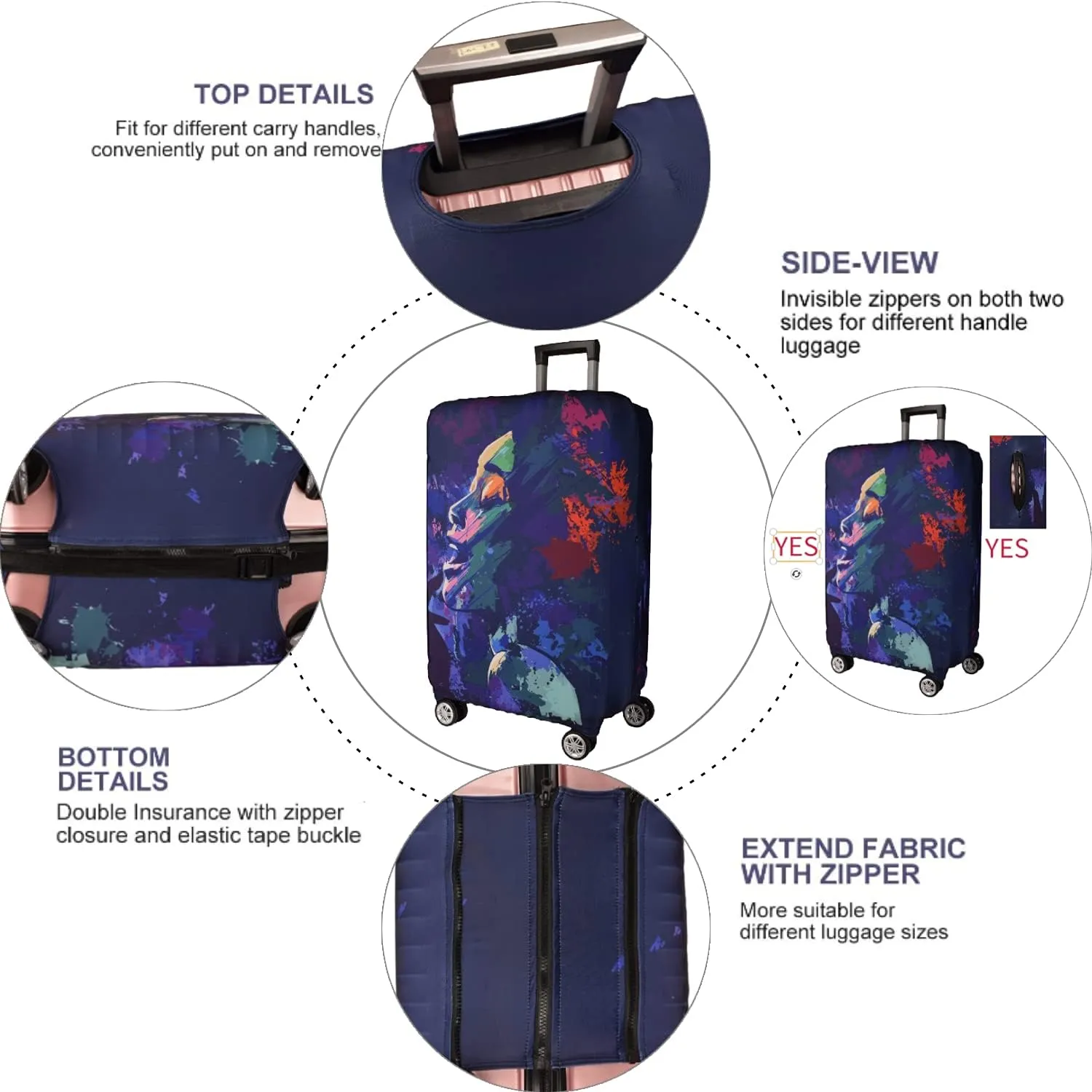 Suitcase Cover Protectors,28 Inch Luggage Cover for Wheeled Suitcase Travel Elastic Spandex Suitcase Protector