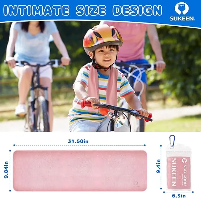 Sukeen Mini Cooling Towel(31 "x9),Kids Cooling Towel,Ice Towel,Soft Breathable Chilly Towel,Microfiber Towel for Boys and Girls Shool,Sport,Running,Camping,Fitness,Parent-Child Activities,ect.